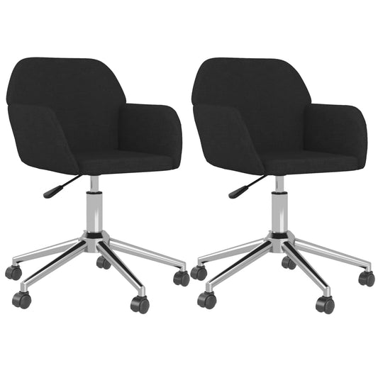 Esszimmerstühle 2 Stk. Drehbar Schwarz Stoff