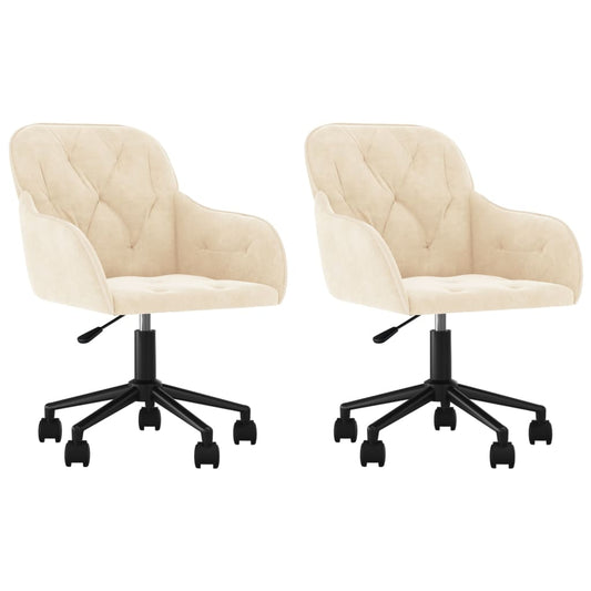 Esszimmerstühle 2 Stk. Drehbar Creme Samt