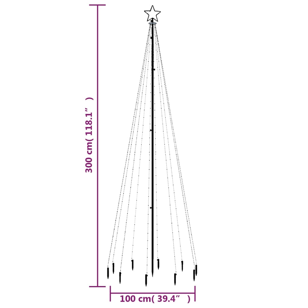 LED-Weihnachtsbaum mit Erdnägeln Kaltweiß 310 LEDs 300 cm