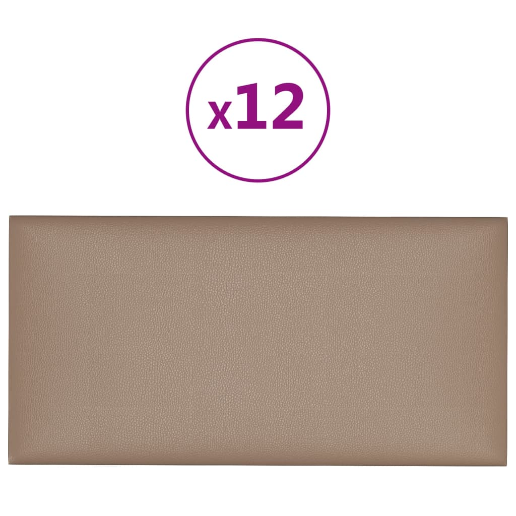 Wandpaneele 12 Stk. Cappuccino-Braun 30x15cm Kunstleder 0,54 m²