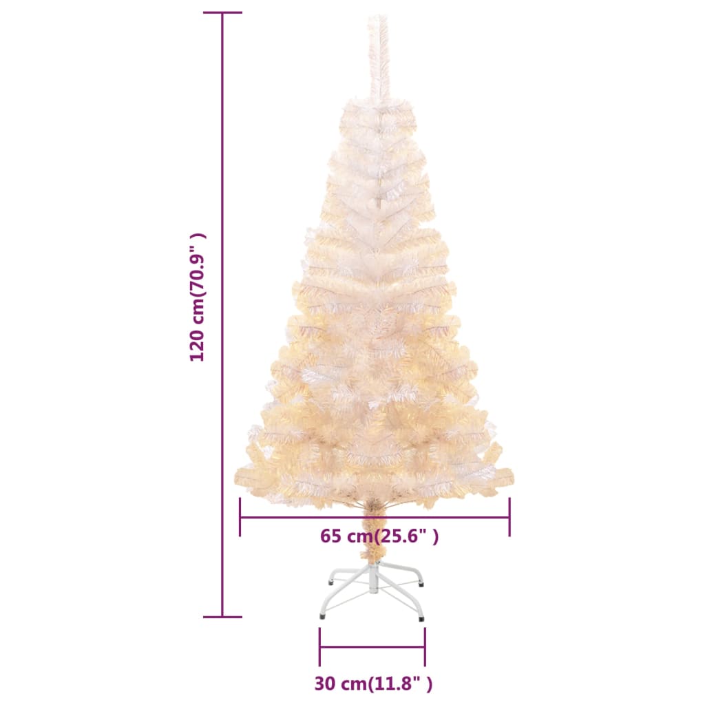 Künstlicher Weihnachtsbaum Schillernde Spitzen Weiß 120 cm PVC