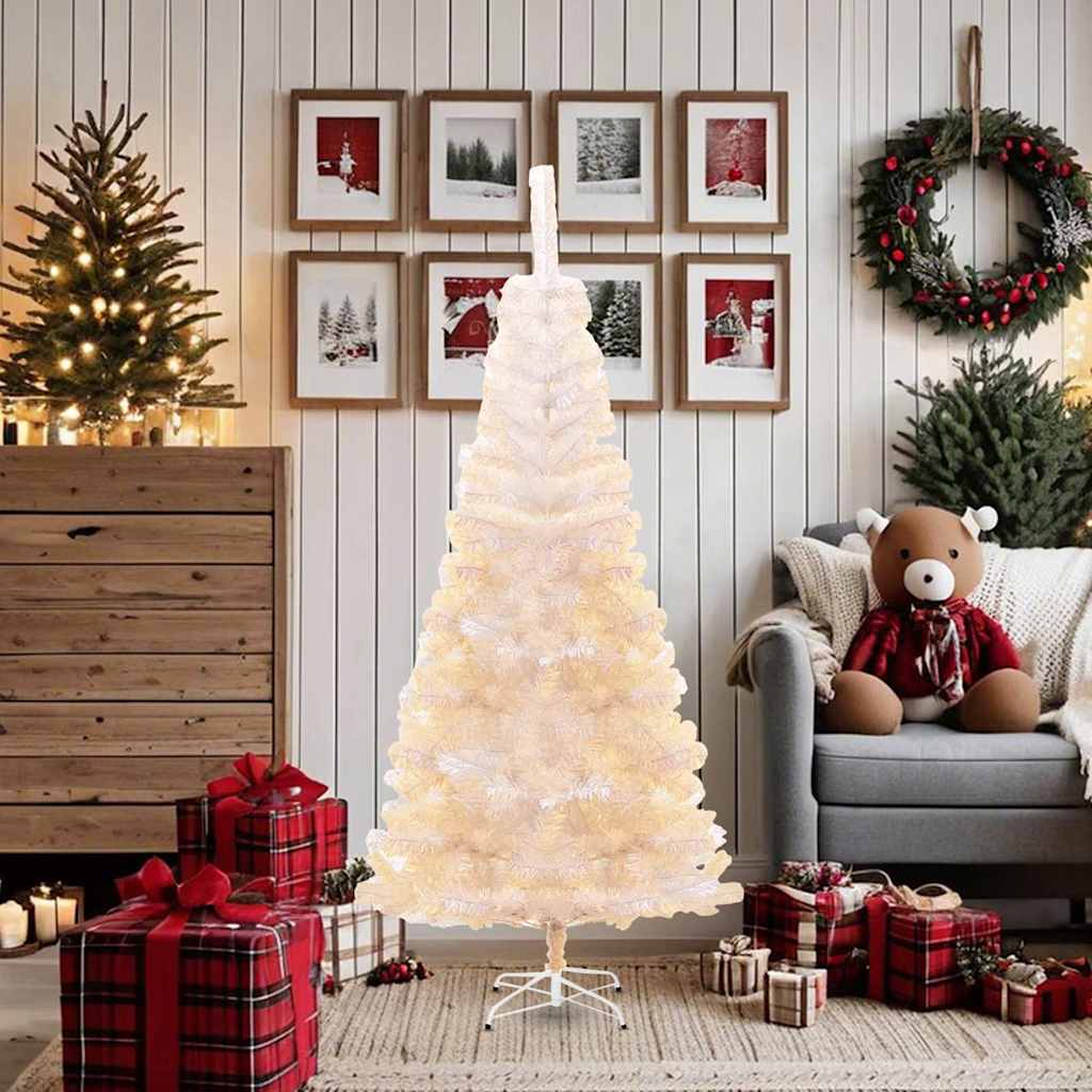 Künstlicher Weihnachtsbaum Schillernde Spitzen Weiß 180 cm PVC