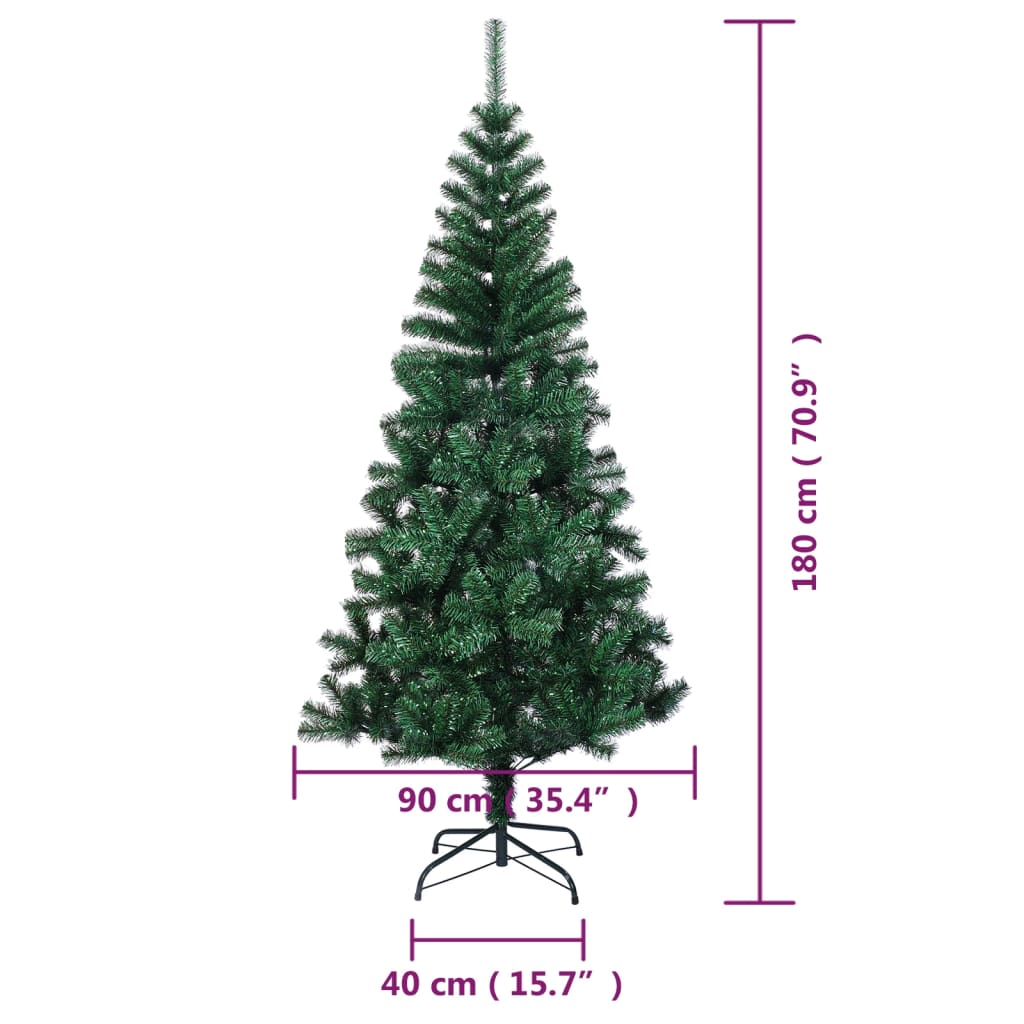 Künstlicher Weihnachtsbaum Schillernde Spitzen Grün 180 cm PVC