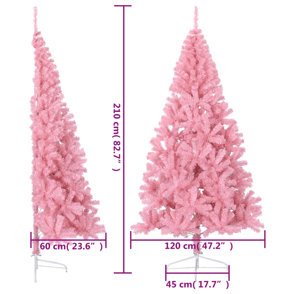 Künstlicher Halb-Weihnachtsbaum mit Ständer Rosa 210 cm PVC