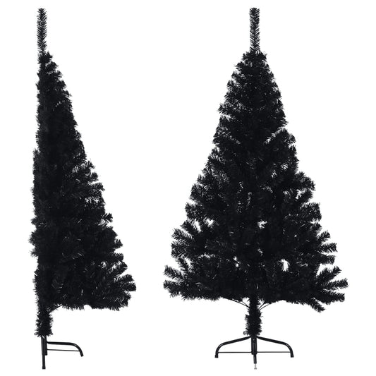 Künstlicher Halb-Weihnachtsbaum mit Ständer Schwarz 150 cm PVC