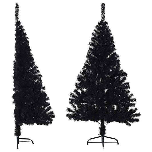 Künstlicher Halb-Weihnachtsbaum mit Ständer Schwarz 150 cm PVC