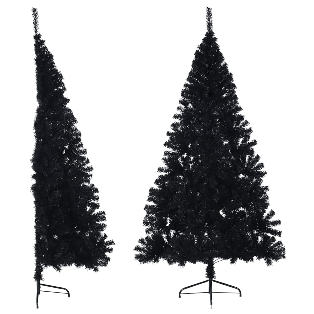 Künstlicher Halb-Weihnachtsbaum mit Ständer Schwarz 180 cm PVC