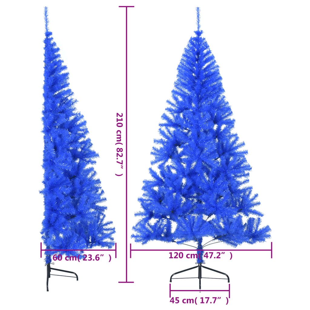 Künstlicher Halb-Weihnachtsbaum mit Ständer Blau 210 cm PVC