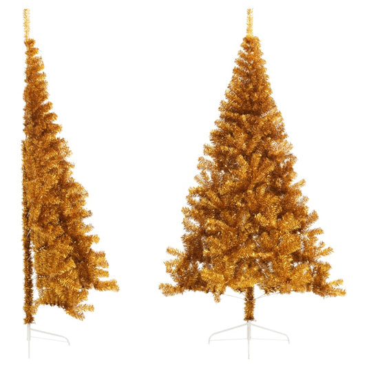 Künstlicher Halb-Weihnachtsbaum mit Ständer Gold 210 cm PET