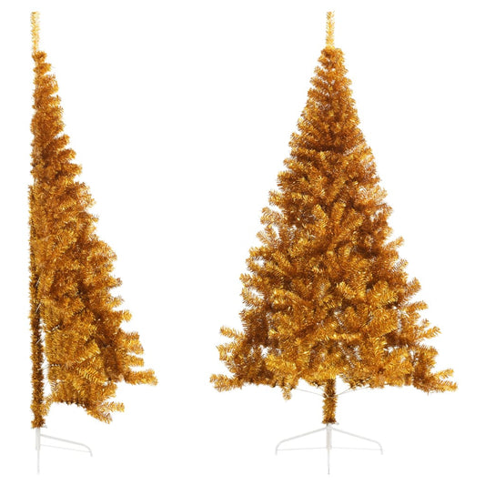 Künstlicher Halb-Weihnachtsbaum mit Ständer Gold 240 cm PET