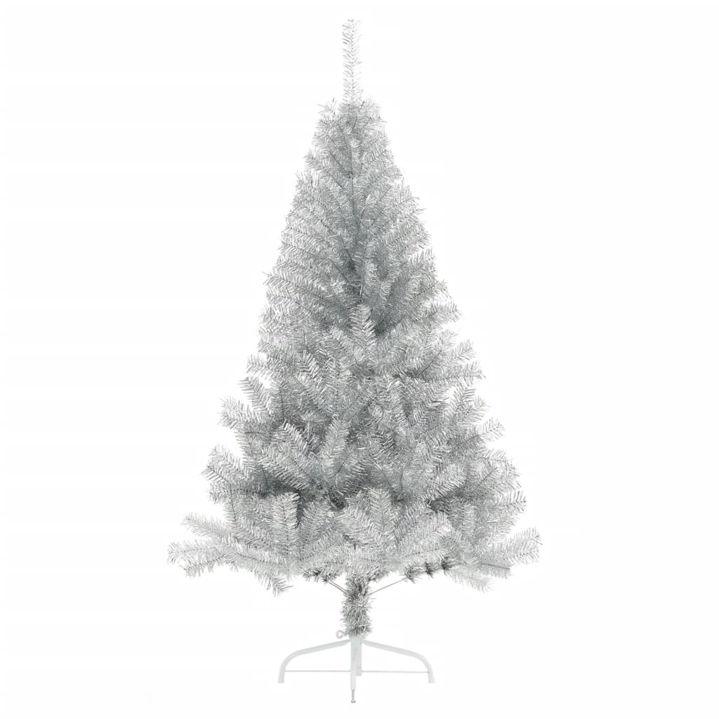 Künstlicher Halb-Weihnachtsbaum mit Ständer Silber 120 cm PET