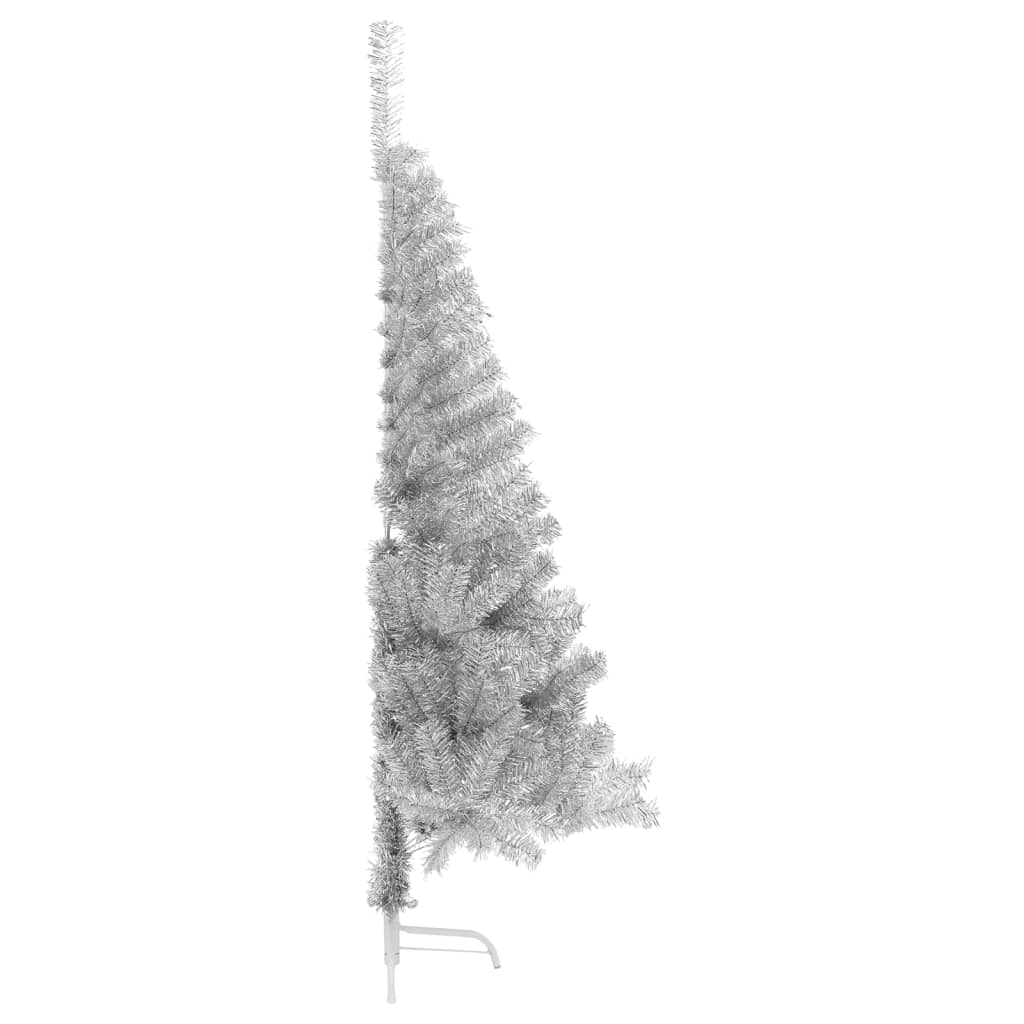 Künstlicher Halb-Weihnachtsbaum mit Ständer Silber 120 cm PET