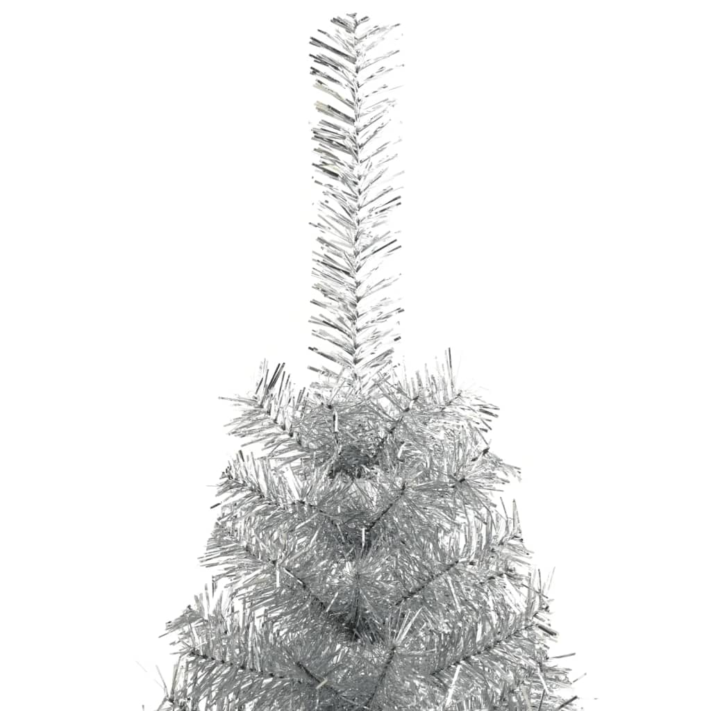 Künstlicher Halb-Weihnachtsbaum mit Ständer Silber 120 cm PET