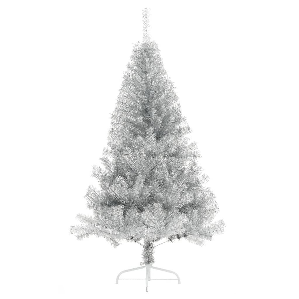 Künstlicher Halb-Weihnachtsbaum mit Ständer Silber 150 cm PET