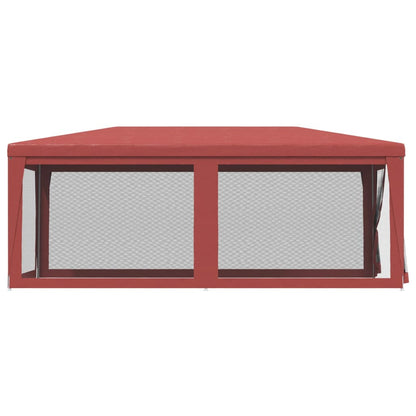 Partyzelt mit 6 Mesh-Seitenwänden Rot 3x6 m HDPE