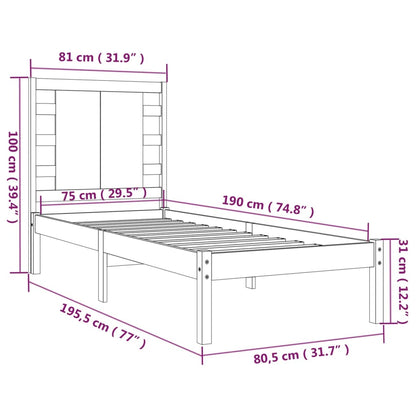 Massivholzbett Weiß 75x190 cm
