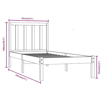 Massivholzbett ohne Matratze 75x190 cm Kiefernholz