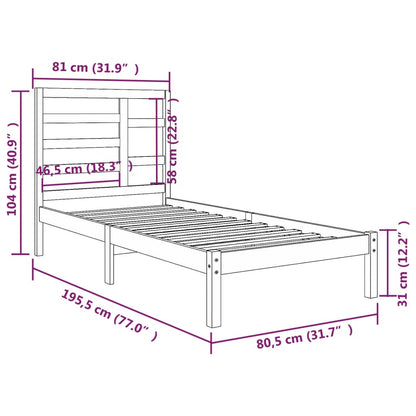 Massivholzbett ohne Matratze 75x190 cm