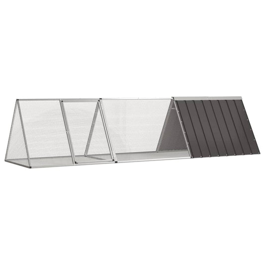 Kaninchenkäfig Anthrazit 302,5x80,5x71 cm Verzinkter Stahl