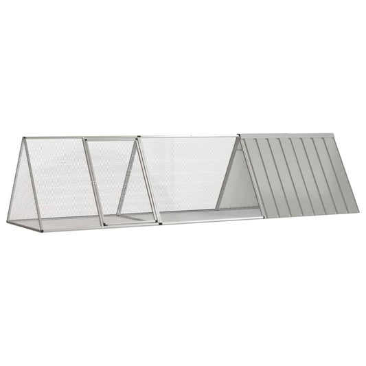 Kaninchenkäfig Grau 302,5x80,5x71 cm Verzinkter Stahl