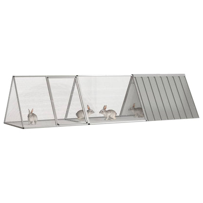 Kaninchenkäfig Grau 302,5x80,5x71 cm Verzinkter Stahl