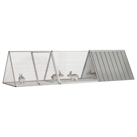 Kaninchenkäfig Grau 302,5x80,5x71 cm Verzinkter Stahl