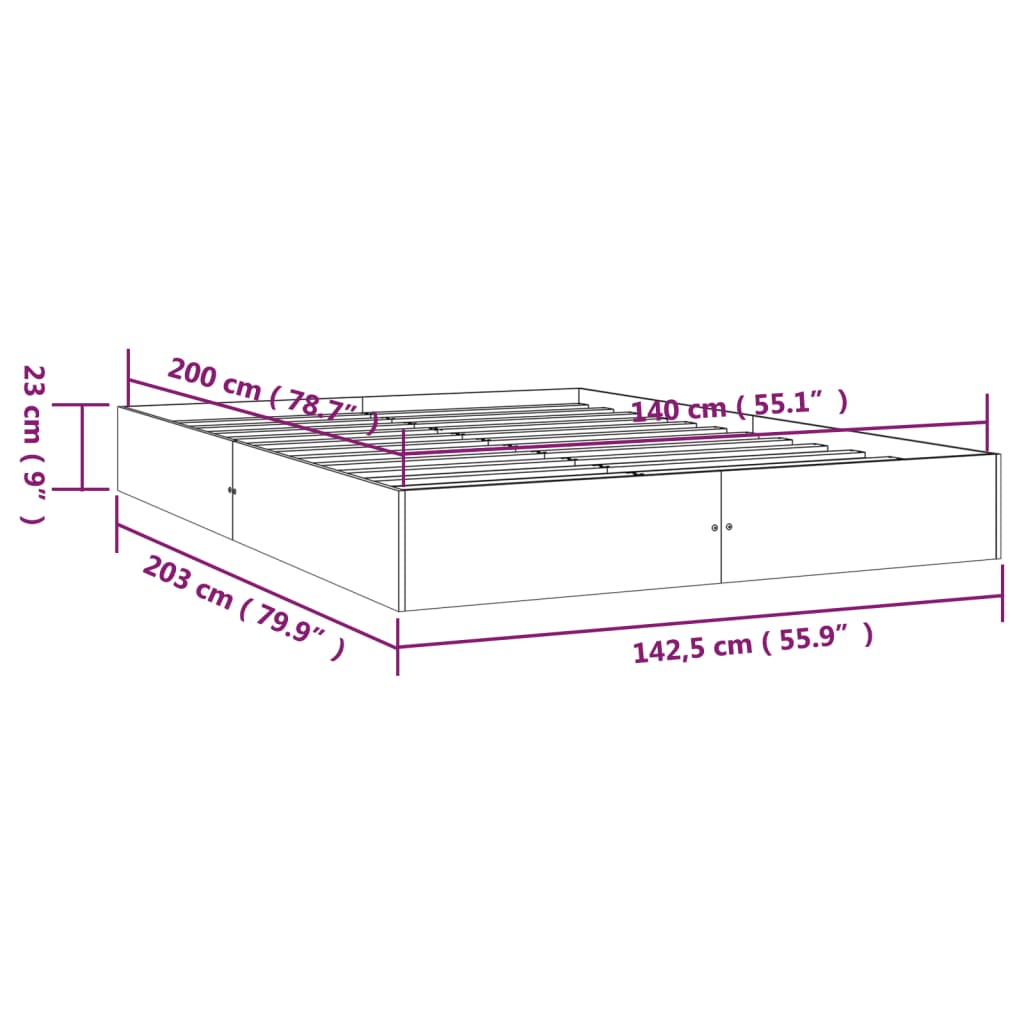 Massivholzbett ohne Matratze 140x200 cm