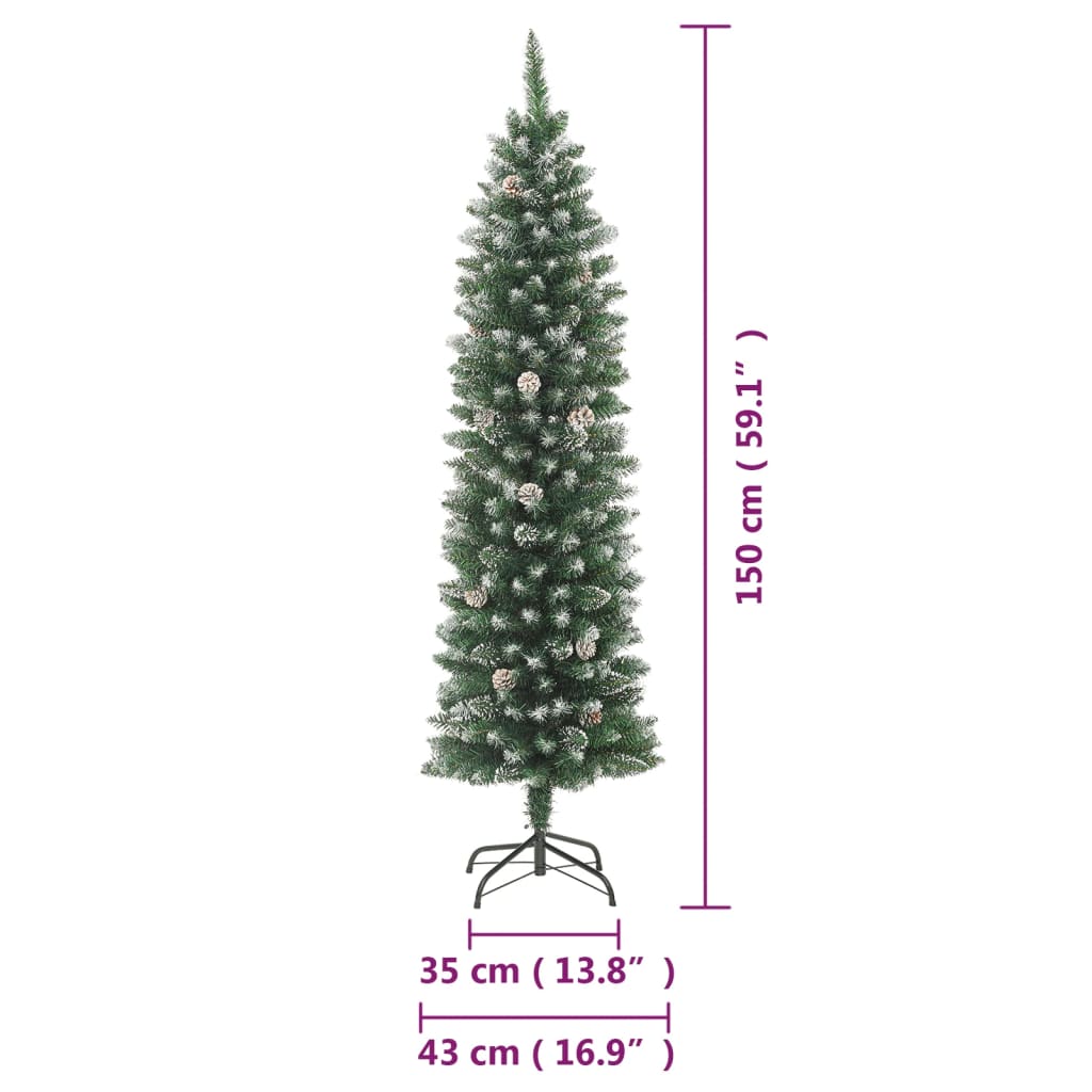 Künstlicher Weihnachtsbaum mit Ständer Schlank 150 cm PVC