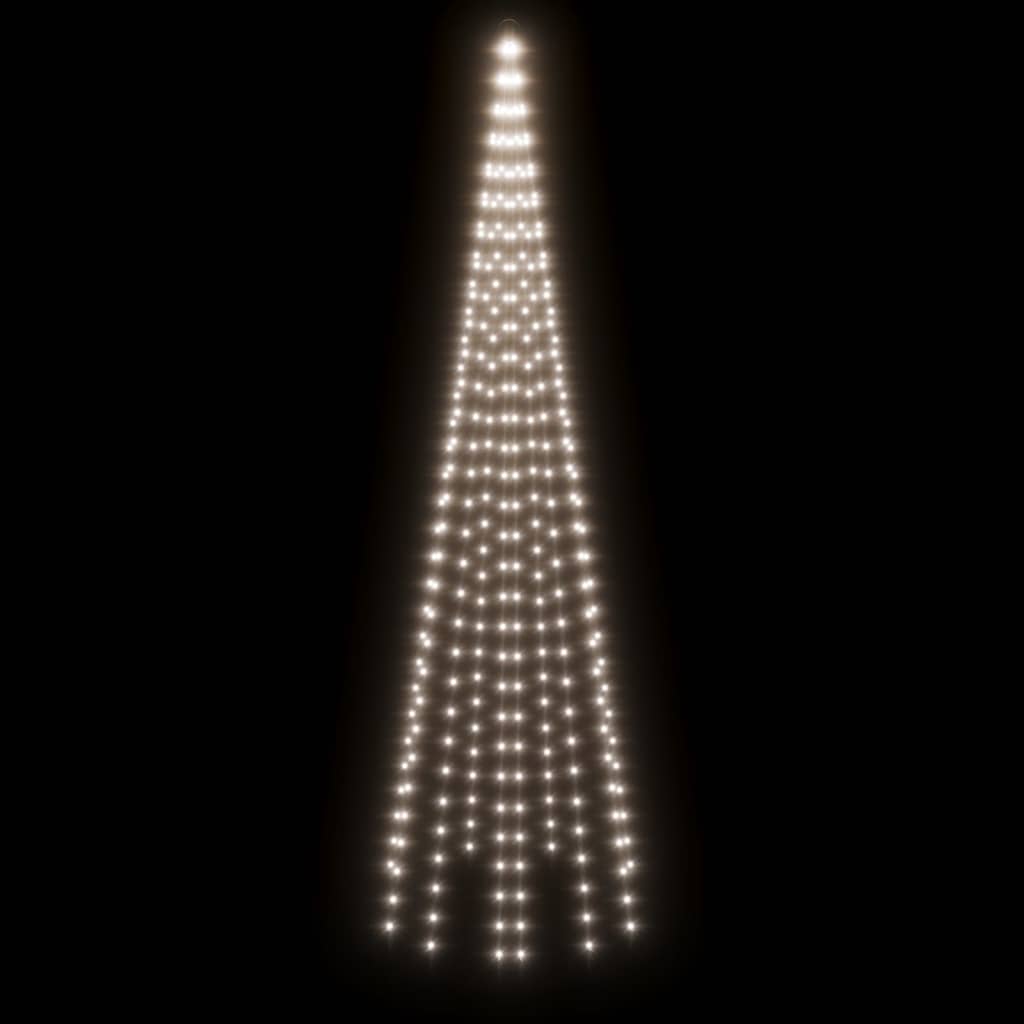 LED-Weihnachtsbaum für Fahnenmast Kaltweiß 310 LEDs 300 cm