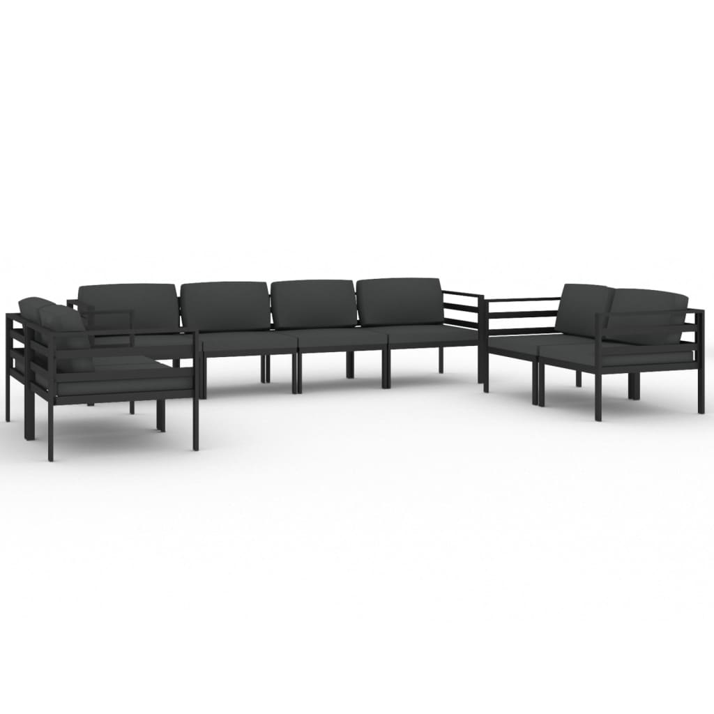 8-tlg. Garten-Lounge-Set mit Kissen Aluminium Anthrazit