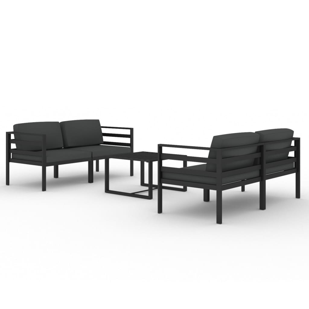 5-tlg. Garten-Lounge-Set mit Kissen Aluminium Anthrazit