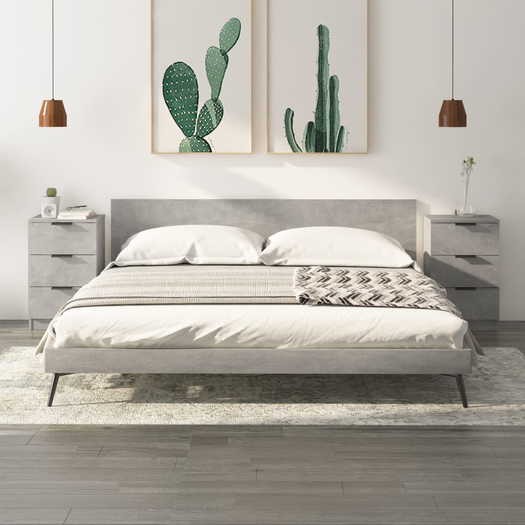 Nachttische 2 Stk. Betongrau 40x36x65 cm