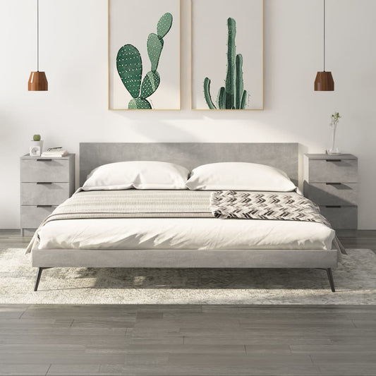 Nachttische 2 Stk. Betongrau 40x36x65 cm