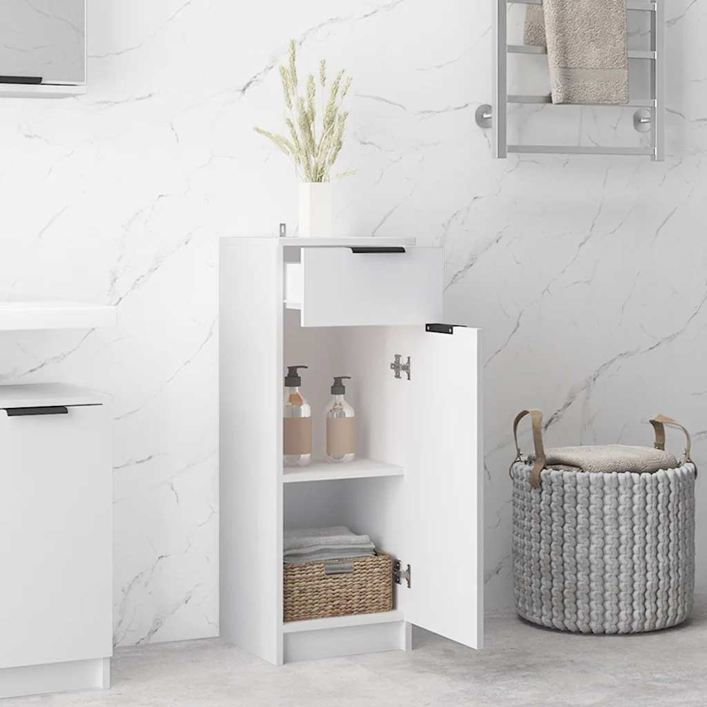 Badschrank Weiß 32x33,5x90 cm Holzwerkstoff
