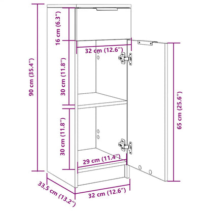 Badschrank Weiß 32x33,5x90 cm Holzwerkstoff