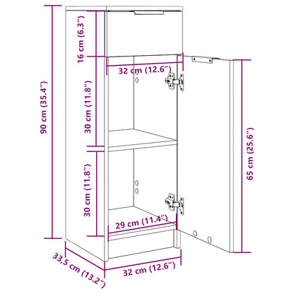 Badschrank Betongrau 32x34x90 cm Holzwerkstoff
