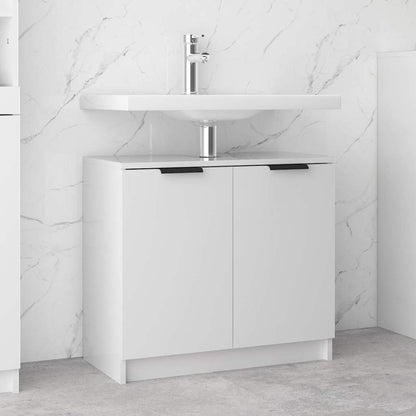 Badschrank Hochglanz-Weiß 64,5x33,5x59 cm Holzwerkstoff