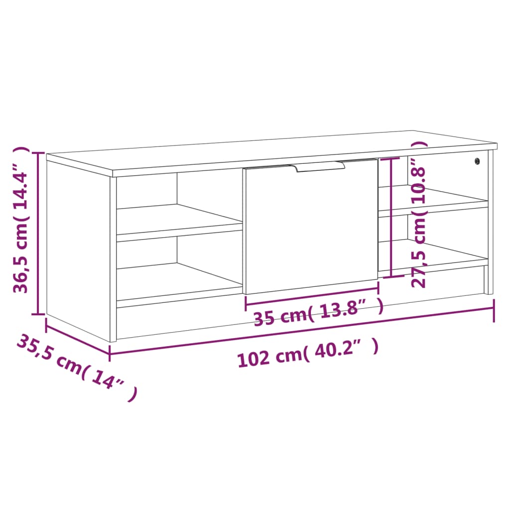TV-Schrank Weiß 102x35,5x36,5 cm Holzwerkstoff
