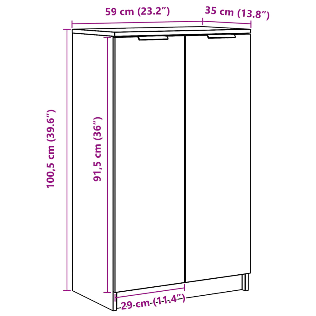 Schuhschrank Weiß 59x35x100 cm Holzwerkstoff