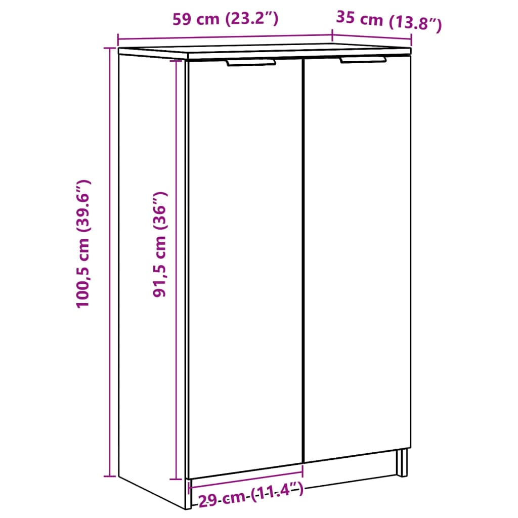 Schuhschrank Schwarz 59x35x100 cm Holzwerkstoff