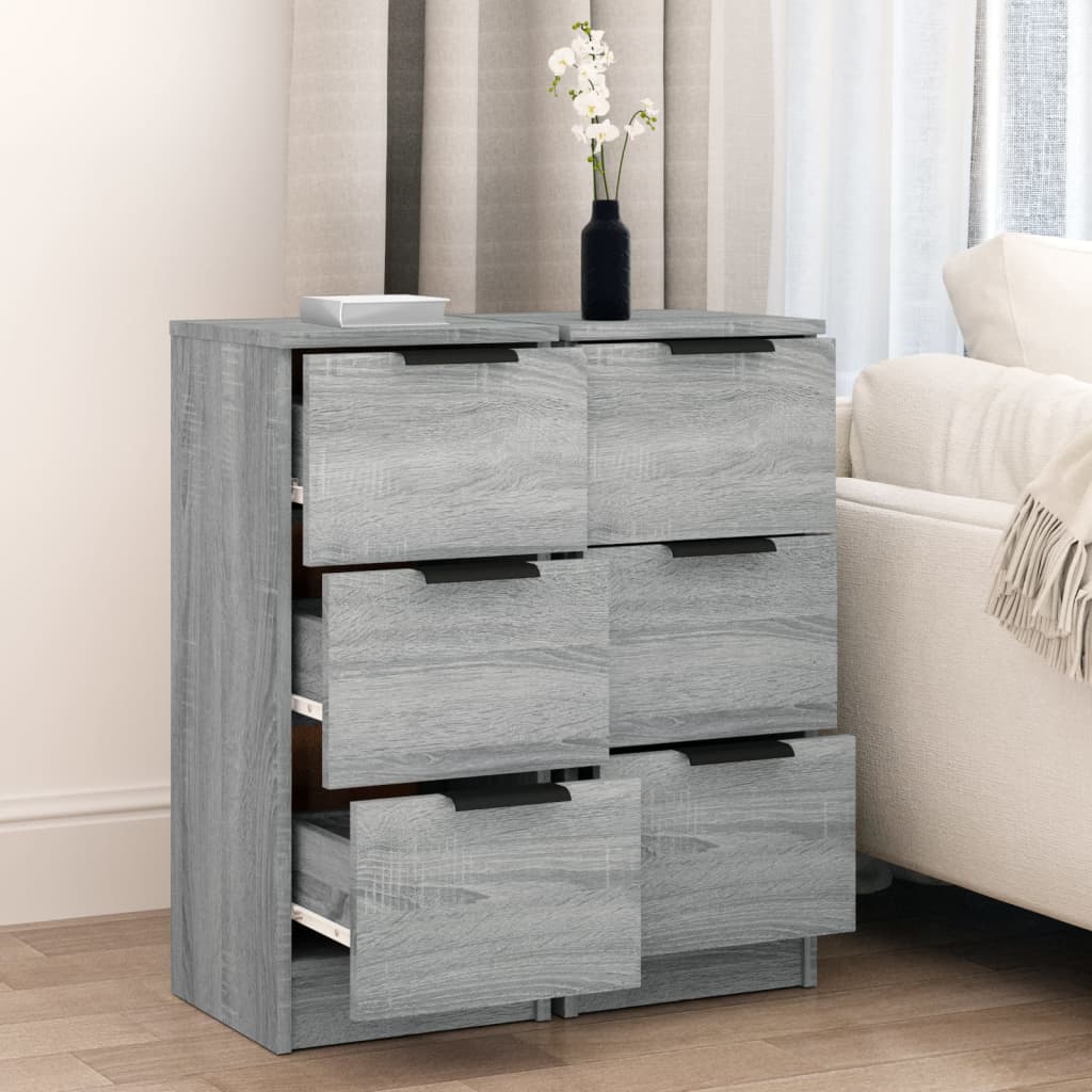 Sideboards 2 Stk. Grau Sonoma 30x30x70 cm Holzwerkstoff