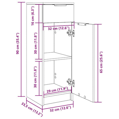 Badschrank Räuchereiche 32x34x90 cm Holzwerkstoff