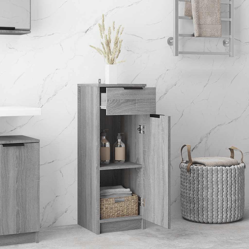 Badschrank Grau Sonoma 32x34x90 cm Holzwerkstoff