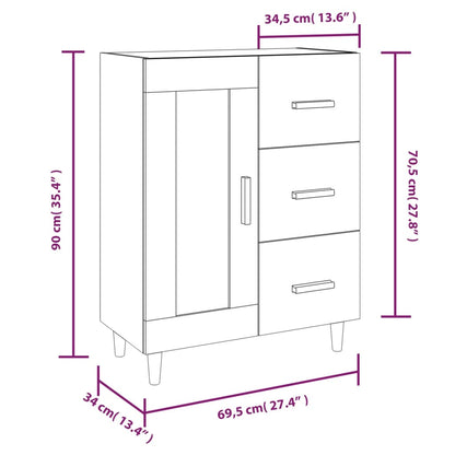 Sideboard Grau Sonoma 69,5x34x90 cm Holzwerkstoff