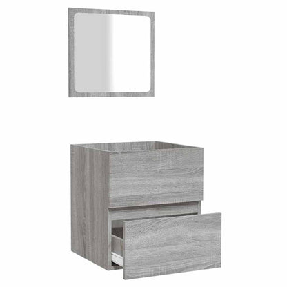 Badschrank mit Spiegel Grau Sonoma Holzwerkstoff