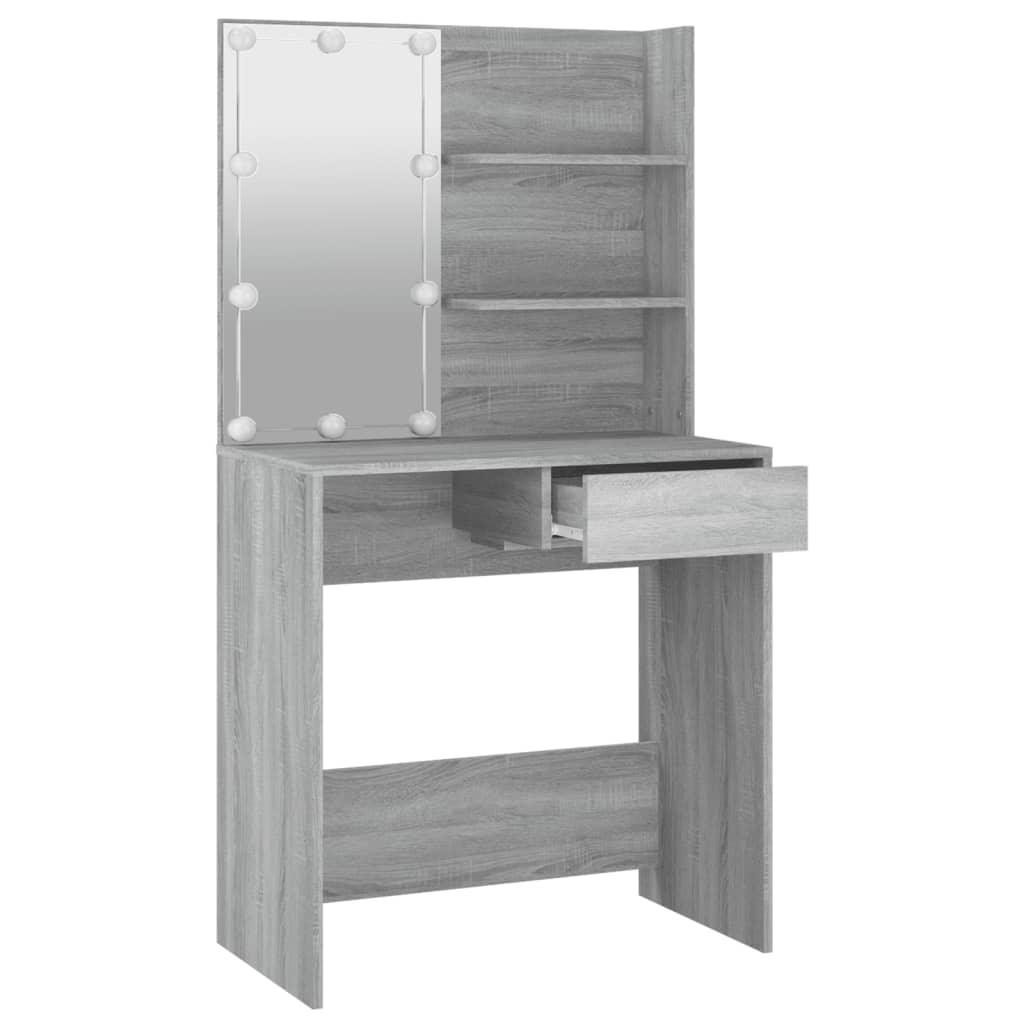 Schminktisch mit LED Grau Sonoma 74,5x40x141 cm