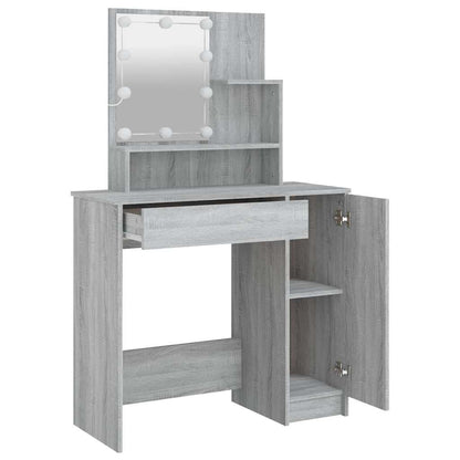 Schminktisch mit LED Grau Sonoma 86,5x35x136 cm