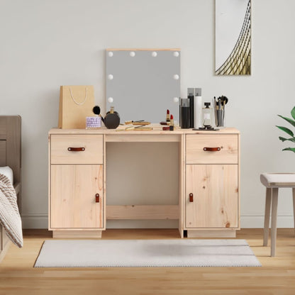 Schminktisch-Set mit LED Massivholz Kiefer