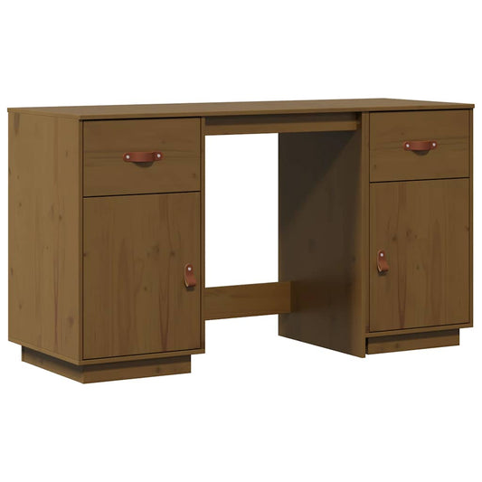 Schreibtisch mit Schränken Honigbraun 135x50x75 cm Massivholz