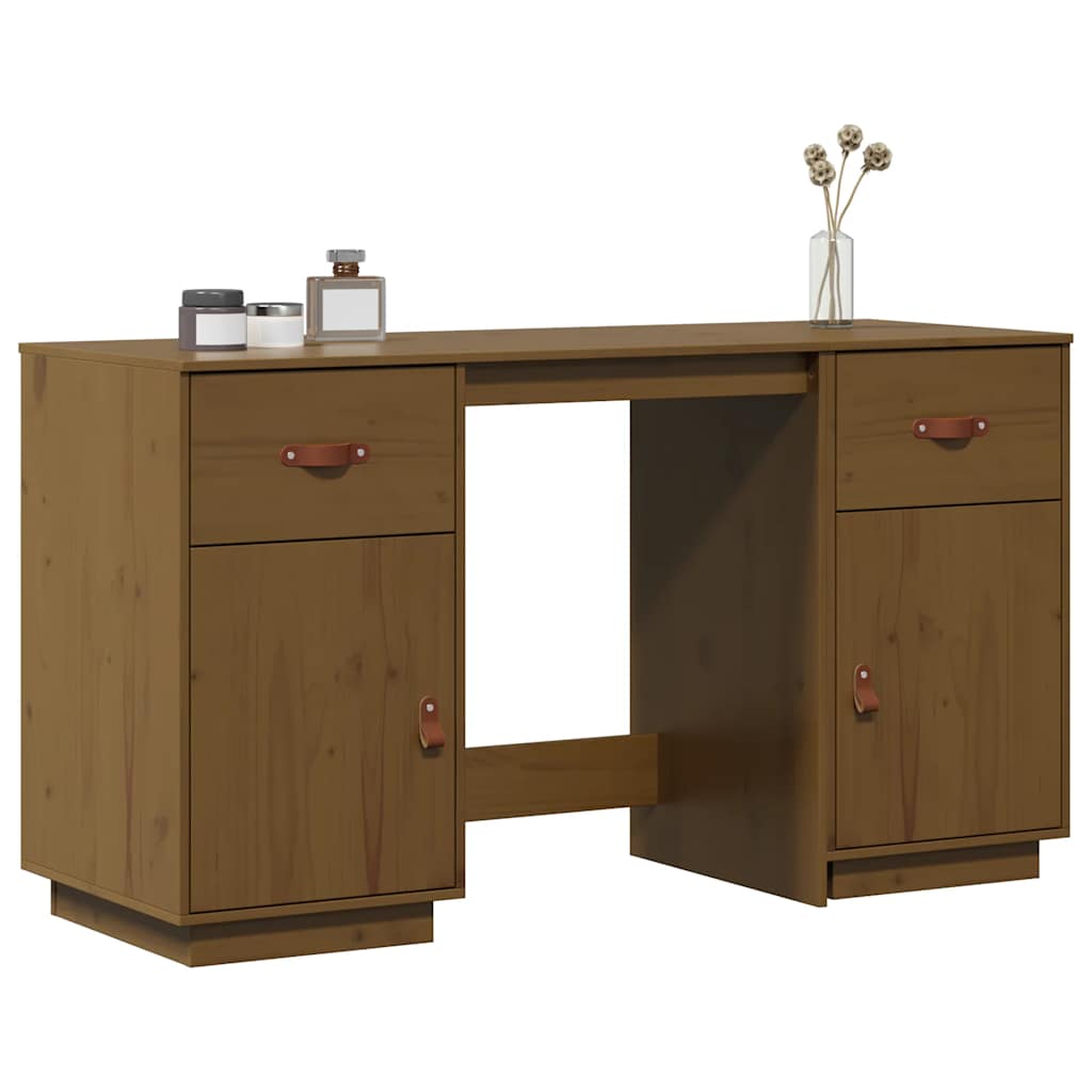 Schreibtisch mit Schränken Honigbraun 135x50x75 cm Massivholz